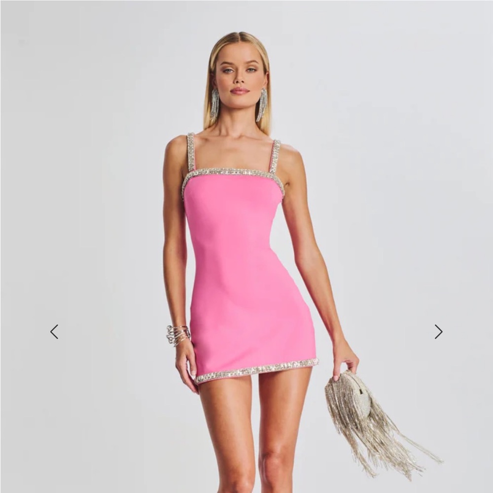 Retrofete Regina Hyper Pink Barbie Crystal Diamond Embellished Mini
